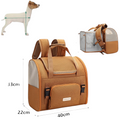 The Tailored Tail brown expandable pet carrier backpack with breathable mesh panels for small dogs and cats
